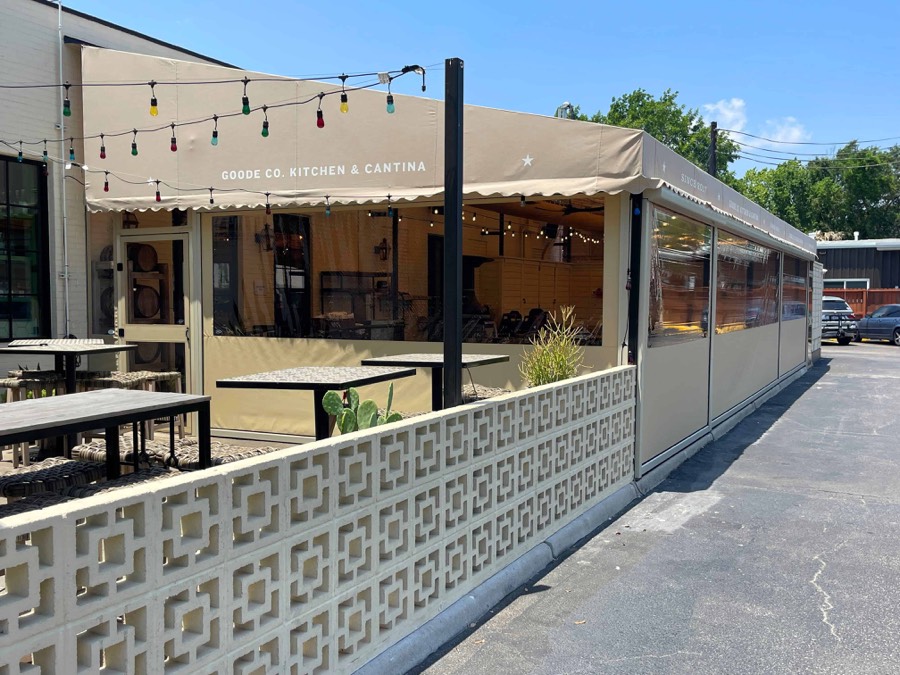 Goode Co. Kitchen & Cantina, Houston TX &mdash; branded patio enclosure